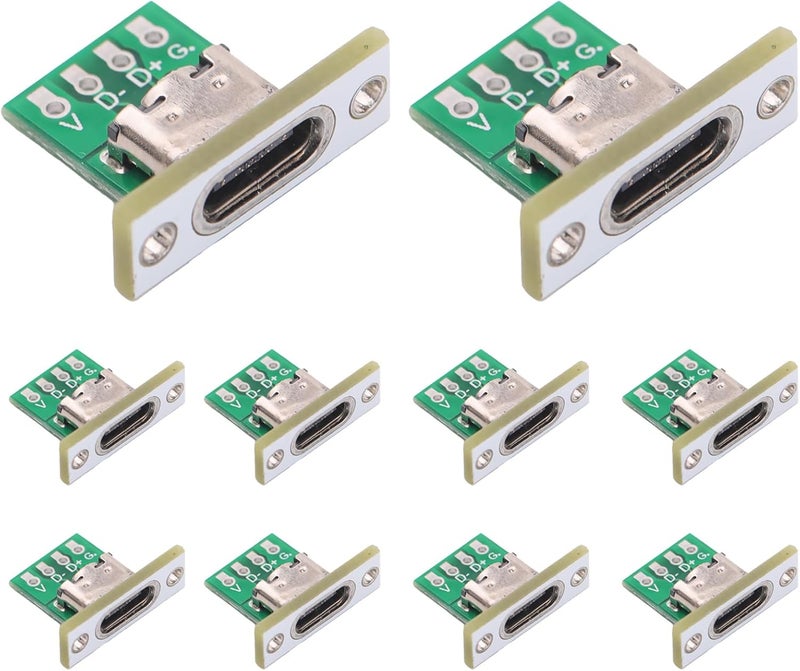 Teansic 10PCS DIY OEM Type C Female Connector,USB C Panel Mount Converter with PCB Board - Image 1